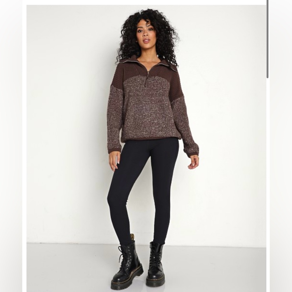Varley Willard Half Zip sweater in coffee bean